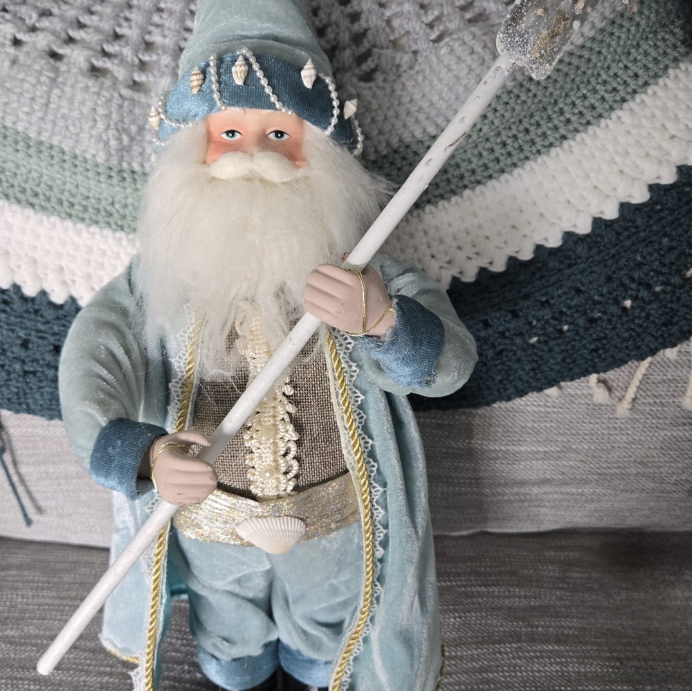 Blue Santa Claus Holiday Figurine